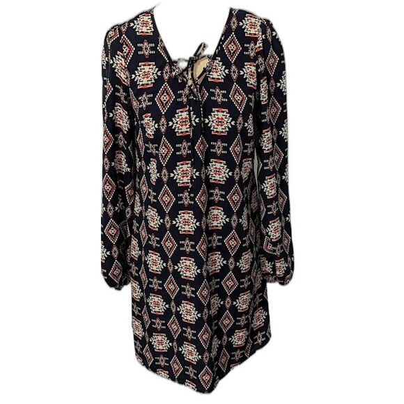 Xhilaration green southwestern style shift dress cut out back M lightweight - Picture 1 of 5